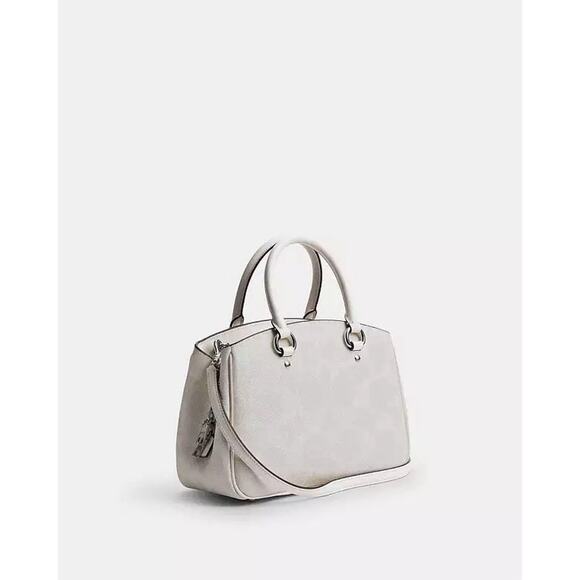 NWT Coach Savannah Small Carryall Satchel Bag CAL53 Signature Canvas White/Chalk - Picture 11 of 14